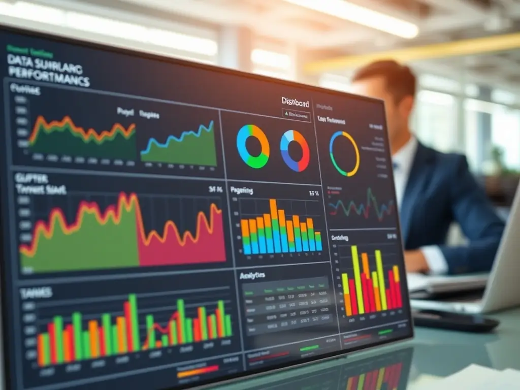 An analytical dashboard displaying key performance indicators (KPIs) and data insights, representing Digital Chef's commitment to performance and analytics optimization.